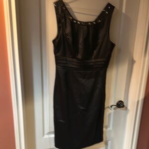 RW&CO. Black Ruched Embellished Mini Dress